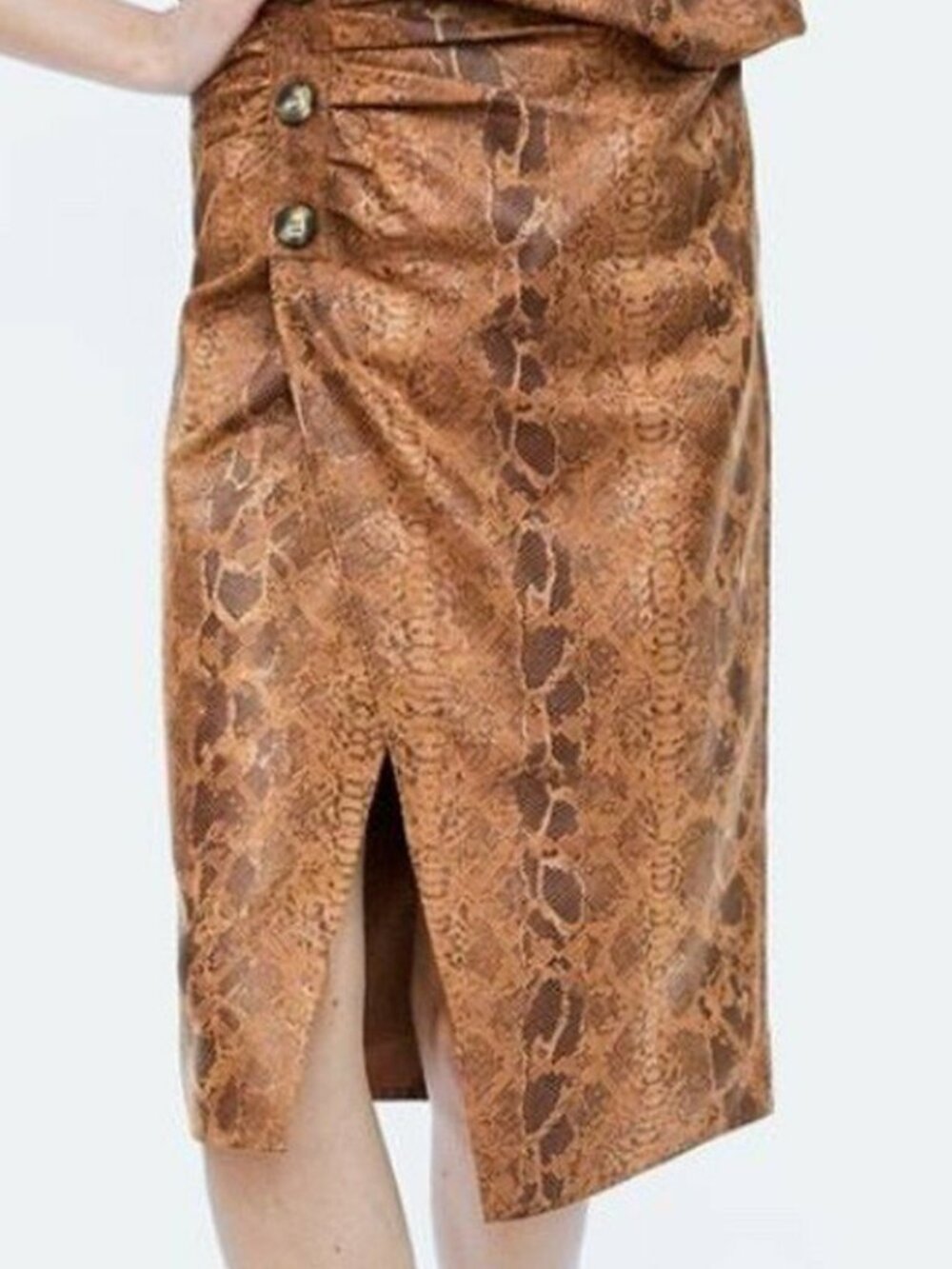 ZARA Snake Animal Print Side Ruched Pencil Skirt Size S
